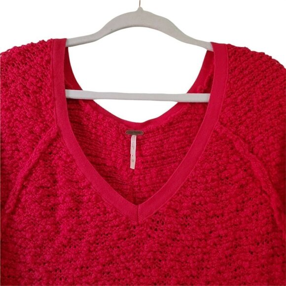 Free People Sweater XS Pink Womens Chunky Knit Dolman Sleeve Boho Slouchy - Picture 3 of 12